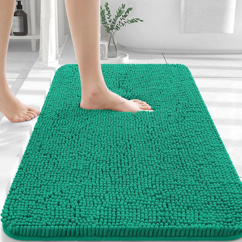 OLANLY Bathroom Rugs 30x20, Extra Soft Absorbent Chenille Bath Rugs, Rubber Backing Quick Dry, Machine Washable Bath Mats for Bathroom Floor, Tub and Shower, Home Decor Accessories, Grey