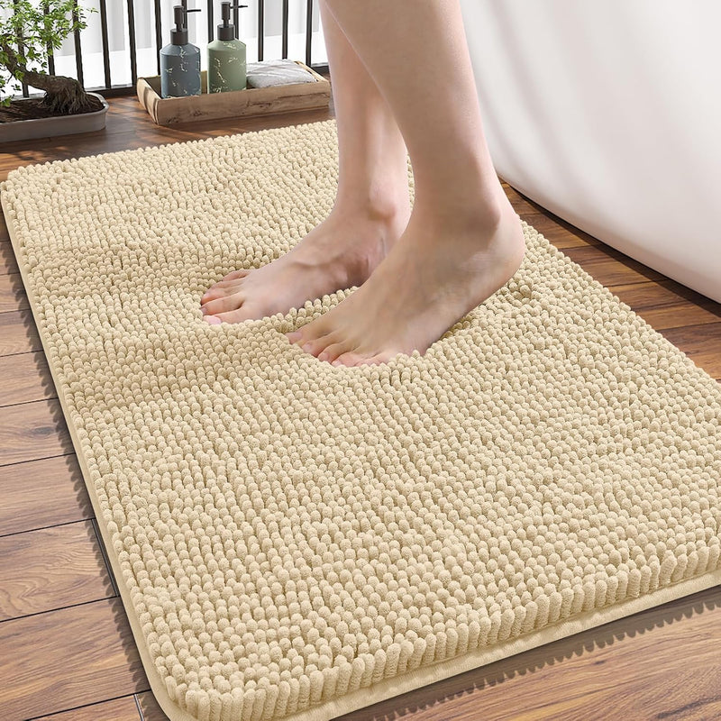 OLANLY Bathroom Rugs 30x20, Extra Soft Absorbent Chenille Bath Rugs, Rubber Backing Quick Dry, Machine Washable Bath Mats for Bathroom Floor, Tub and Shower, Home Decor Accessories, Grey