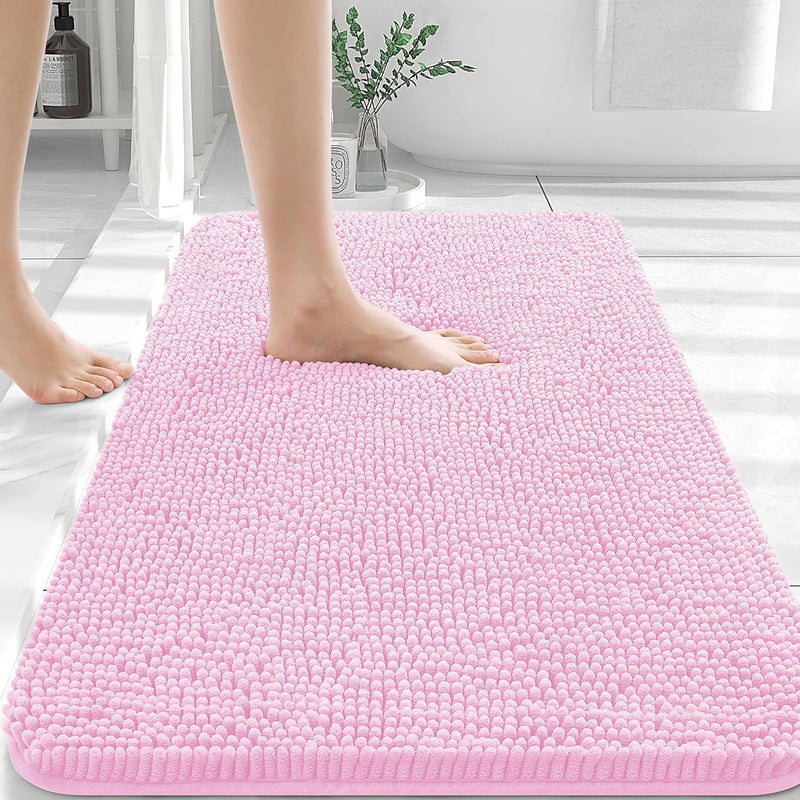 OLANLY Bathroom Rugs 30x20, Extra Soft Absorbent Chenille Bath Rugs, Rubber Backing Quick Dry, Machine Washable Bath Mats for Bathroom Floor, Tub and Shower, Home Decor Accessories, Grey