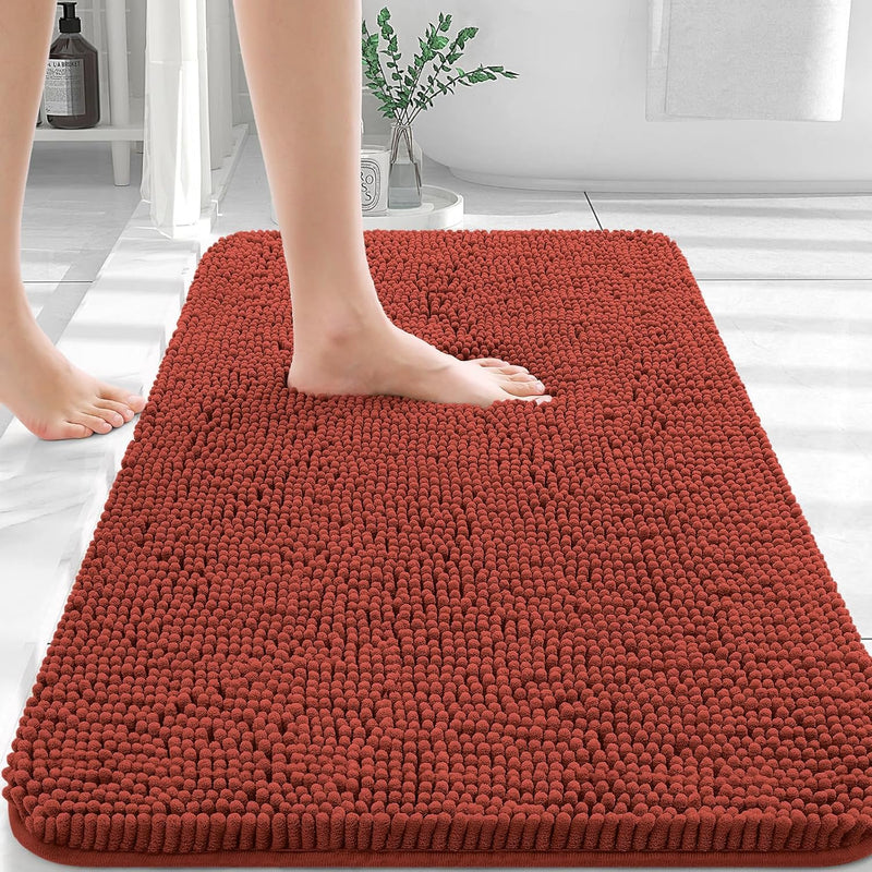 OLANLY Bathroom Rugs 30x20, Extra Soft Absorbent Chenille Bath Rugs, Rubber Backing Quick Dry, Machine Washable Bath Mats for Bathroom Floor, Tub and Shower, Home Decor Accessories, Grey