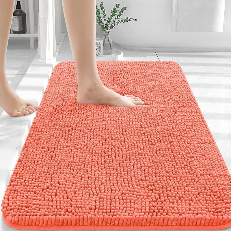 OLANLY Bathroom Rugs 30x20, Extra Soft Absorbent Chenille Bath Rugs, Rubber Backing Quick Dry, Machine Washable Bath Mats for Bathroom Floor, Tub and Shower, Home Decor Accessories, Grey
