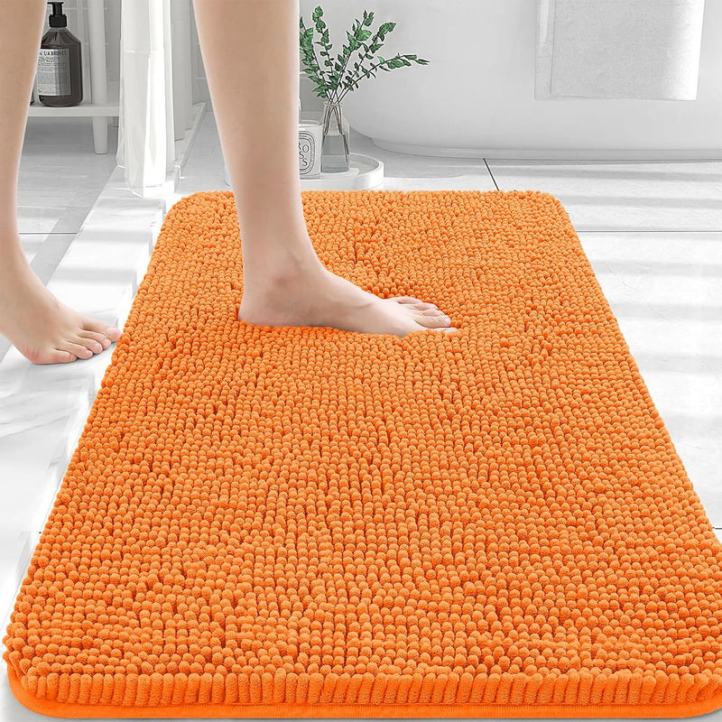 OLANLY Bathroom Rugs 30x20, Extra Soft Absorbent Chenille Bath Rugs, Rubber Backing Quick Dry, Machine Washable Bath Mats for Bathroom Floor, Tub and Shower, Home Decor Accessories, Grey